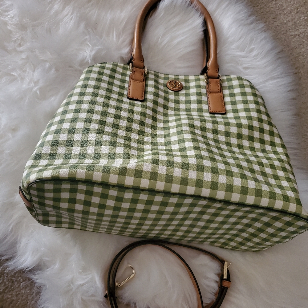 Tory NWOT Tory Burch Kerrington Gingham Dome Satchel - Picture 15 of 16